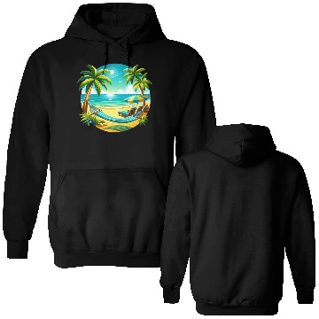 Discover Paradise Beach Sunset Art Double Sided Hoodies