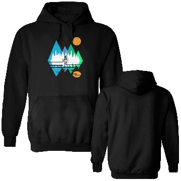Discover GEOMETRIC MOUNTAIN WITH MOUNTAIN BIKER Double Sided Hoodies