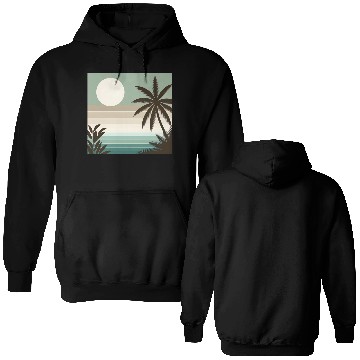 Discover Tropical Sunset Oasis Double Sided Hoodies