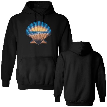 Discover Seashell Beach Scene Serene Ocean Landscape Double Sided Hoodies
