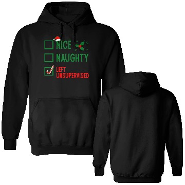 Discover Left Unsupervised Christmas Checklist Double Sided Hoodies
