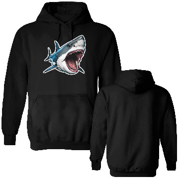 Discover Big White Shark Attack Double Sided Hoodies