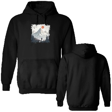 Discover Serene Mountain Wilderness Scene Double Sided Hoodies
