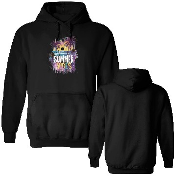 Discover Tropical Sunset Summer Vibes Design Double Sided Hoodies