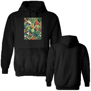 Discover Vibrant Vegetable Garden Illustration Double Sided Hoodies