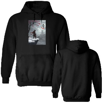 Discover Samurai Warrior Under Cherry Blossom Tree Double Sided Hoodies