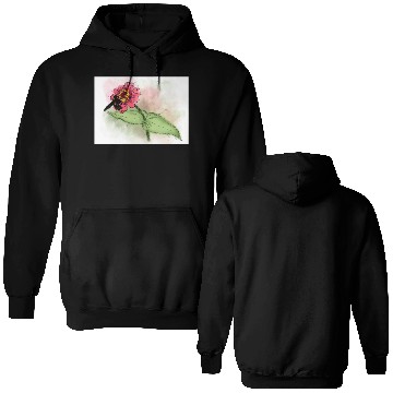 Discover Wildflower and Bumblebee Illustration Double Sided Hoodies