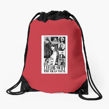 Discover eras tour black and white Drawstring Bags