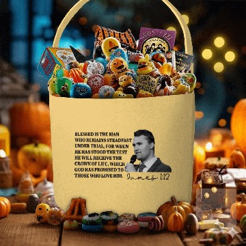 Discover Charlie Kirk James 1:12 Fabric Baskets, Christian Bible Verse Tribute Fabric Baskets, Blessed Is The Man Fabric Baskets, Faith Memorial