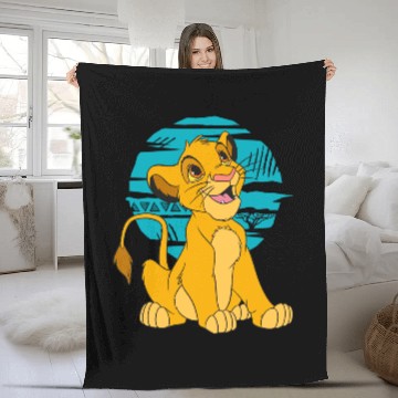 Discover Disney The Lion King Young Simba Happy Blue Retro Fleece Blankets