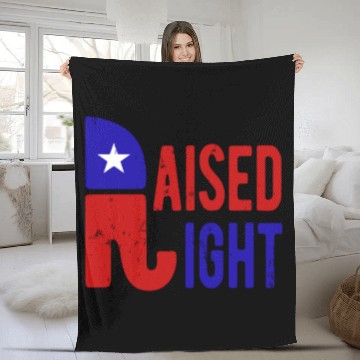 Discover Raised Right Proud Republican Elephant Logo Usa Fleece Blankets
