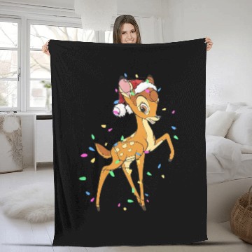 Discover Disney Bambi Christmas Lights Fleece Blankets, Santa Bambi Shir