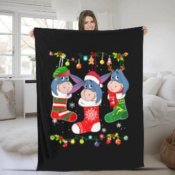 Discover Disney Eeyore Christmas Socks Fleece Blankets