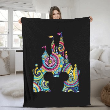 Discover Disney Castle Sublimation Mickey Fleece Blankets