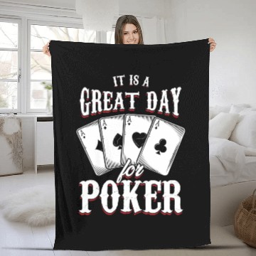 Discover It Is A Great Day For Poker Game Playing Card Fleece Blankets