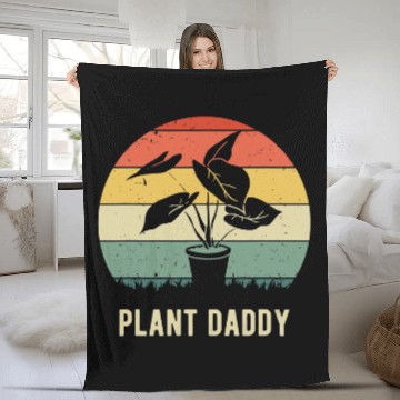 Discover Plant Daddy Nature Botanical Gardener Plant Dad Gardening Fleece Blankets