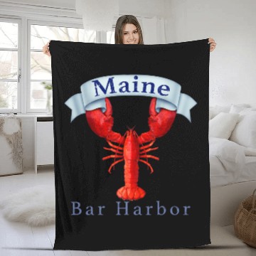 Discover Maine State Bar Harbor Lobster Fleece Blankets