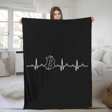 Discover Bitcoin Heartbeat Blockchain Digital Currency Funny Fleece Blankets