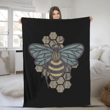 Discover Retro Beekeeper Fleece Blankets - Vintage Save the Bees Bumblebee