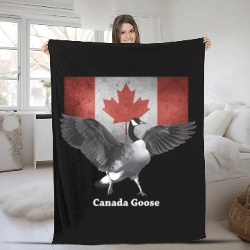 Discover Proud Canadian Flag Canada Goose TLong Sleeves Fleece Blankets