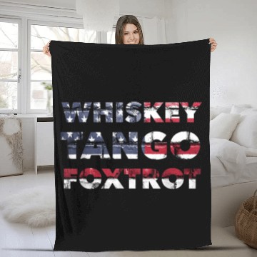 Discover WTF Whiskey Tango Foxtrot American Flag Men Women Fleece Blankets