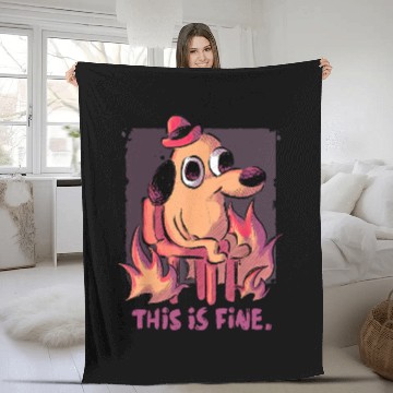 Discover This Is Fine Dog Internet Meme Burning San Francisco Fleece Blankets