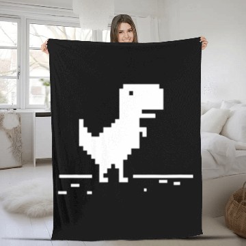 Discover T-Rex Geek Dinosaur Pixel Art No Internet Connection Fleece Blankets