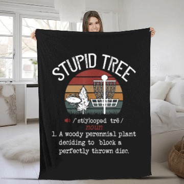 Discover Stupid Tree Disc Golf Vintage Fleece Blankets