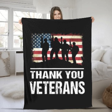 Discover Thank you Veterans Day Fleece Blankets