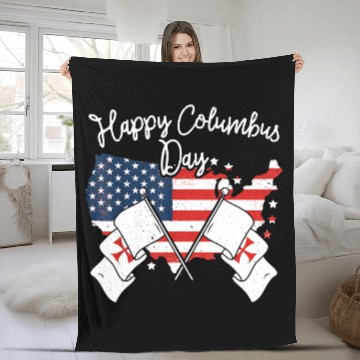 Discover Happy Columbus Day Fleece Blankets