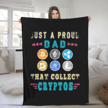 Discover Crypto Dad Bitcoin Coin Hodl Funny Cryptocurrency Papa Fleece Blankets
