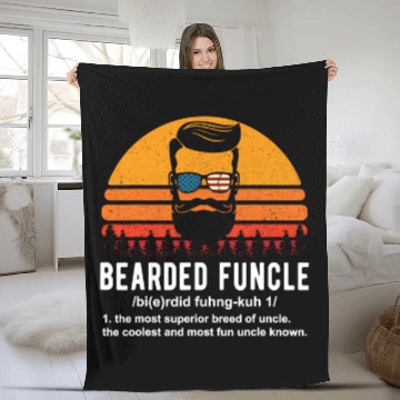 Discover Bearded Funcle Definition Mens Fleece Blankets