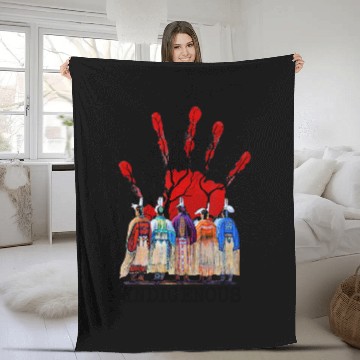 Discover Native American Indigenous Red Hand Fleece Blankets