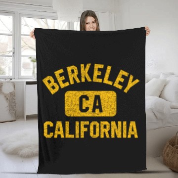 Discover Berkeley CA California Gym Style Distressed Amber Print Fleece Blankets