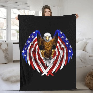 Discover American Eagle Patriot Fleece Blankets US Flag With Eagle Gift Fleece Blankets Premium Fleece Blankets