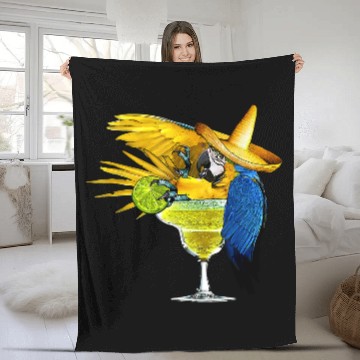 Discover Parrot in Margarita Drinking Glass Tropical Vacation Fleece Blankets