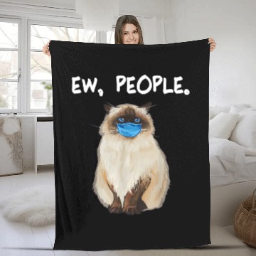 Discover Ew People Cat Wearing Face Mask Fleece Blankets