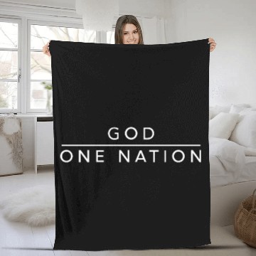 Discover One Nation Under God Line Art Patriotic Christian Fleece Blankets