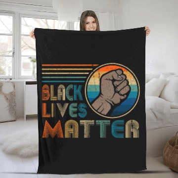 Discover Black Lives Matter BLM Retro Black Fleece Blankets