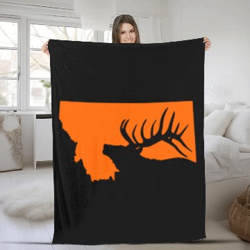 Discover Montana Elk Hunting Fleece Blankets