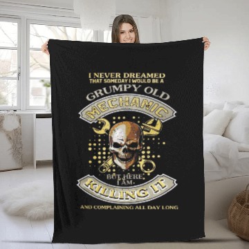 Discover I Am A Grumpy Old Mechanic Fleece Blankets