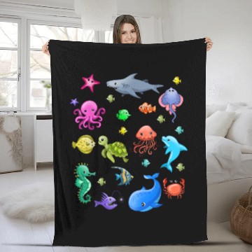 Discover Animals Ocean Creatures Clownfish Fleece Blankets