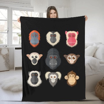 Discover Monkey Chimpanzee Gorilla Squirrel Monkey Fleece Blankets