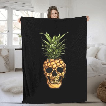 Discover Pineapple Skull Fleece Blankets Pineapple Fleece Blankets
