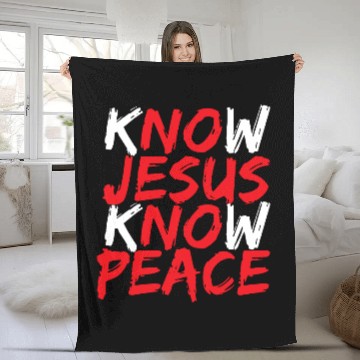 Discover Christian Jesus Bible Verse Scripture Know Jesus Know Peace Fleece Blankets