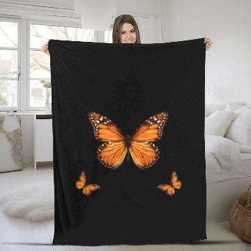 Discover Monarch Butterfly Celestial Butterfly Sun Moon Phase Gift Fleece Blankets