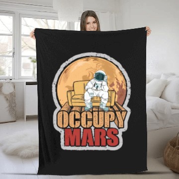 Discover Elon Musk Occupy Mars Fleece Blankets