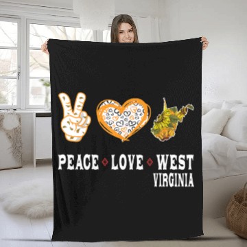 Discover Peace love West Virginia State Sunflower Fleece Blankets