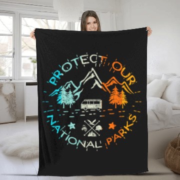 Discover Protect Our US 59 National Parks Preserve Camping Hiking Fleece Blankets Fleece Blankets