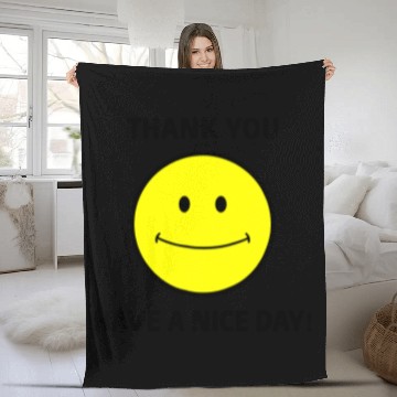 Discover Thank You Have a Nice Day Smiley Grocery Bag Novelty Fleece Blankets